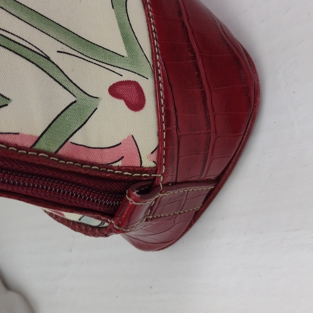 Brighton-esque Whimsical Heart Butterfly Croc-Embossed Leather Trim Purse Bag - Picture 5 of 16